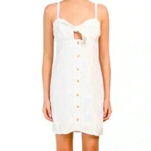Red Carter White Button front mini dress 100% cotton size small NWT